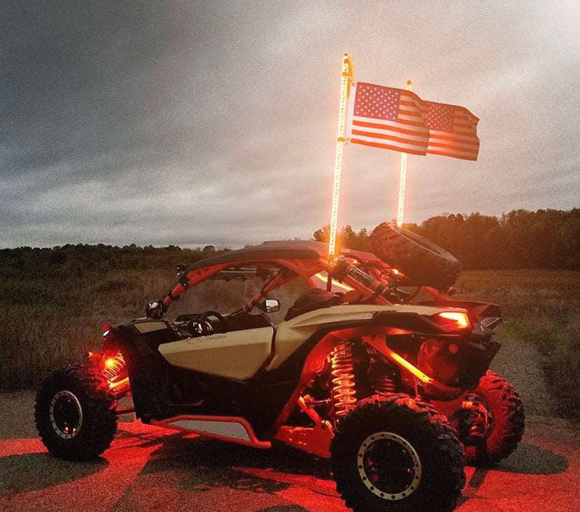 UTV ATV LED Whip Lights with Bluetooth For Can-Am / Polaris RZR (2pcs 4FT) - LynXautoinnovate™️