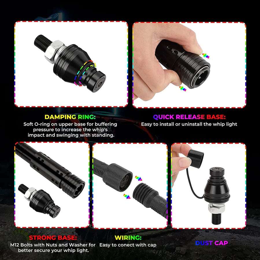 3FT Black Limited LED Whip Light 2pcs. - LynXautoinnovate™️