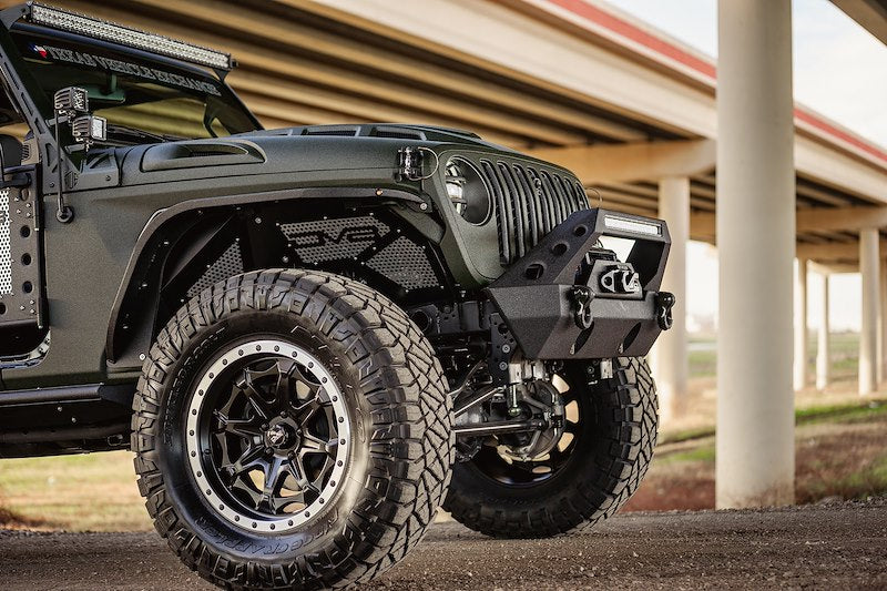 Featuring Fender on a Dark Green jeep Under the Overpass bridge