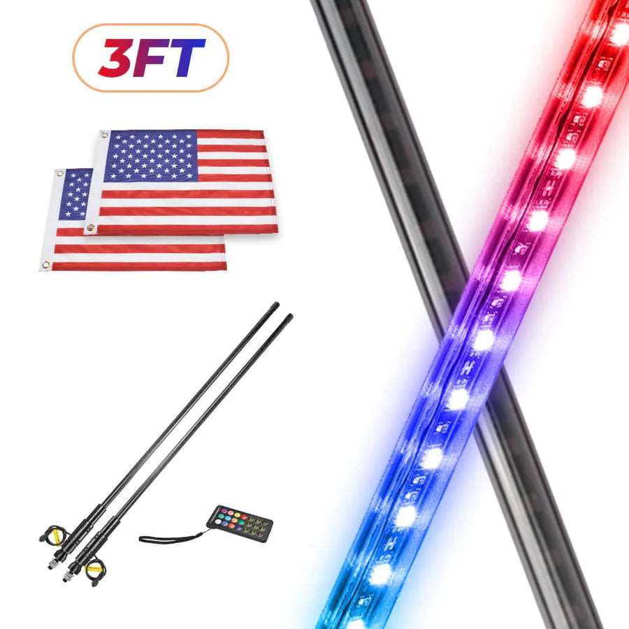 3FT Black Limited LED Whip Light 2pcs. - LynXautoinnovate™️