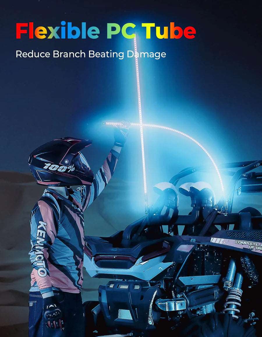 LED Whip Lights for ATV/UTV/RZR (5FT & RGB - 2Pcs) - LynXautoinnovate™️