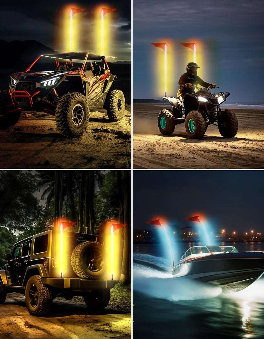 LED Whip Lights for ATV/UTV/RZR (5FT & RGB - 2Pcs) - LynXautoinnovate™️