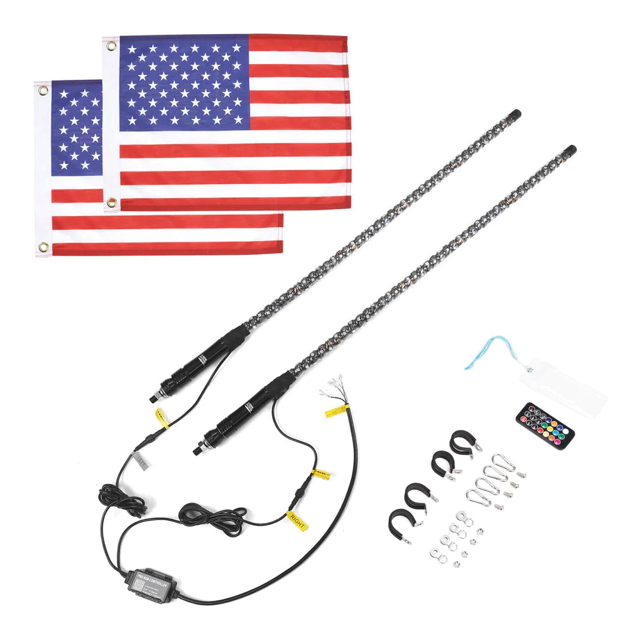 UTV ATV LED Whip Lights with Bluetooth For Can-Am / Polaris RZR (2pcs 4FT) - LynXautoinnovate™️