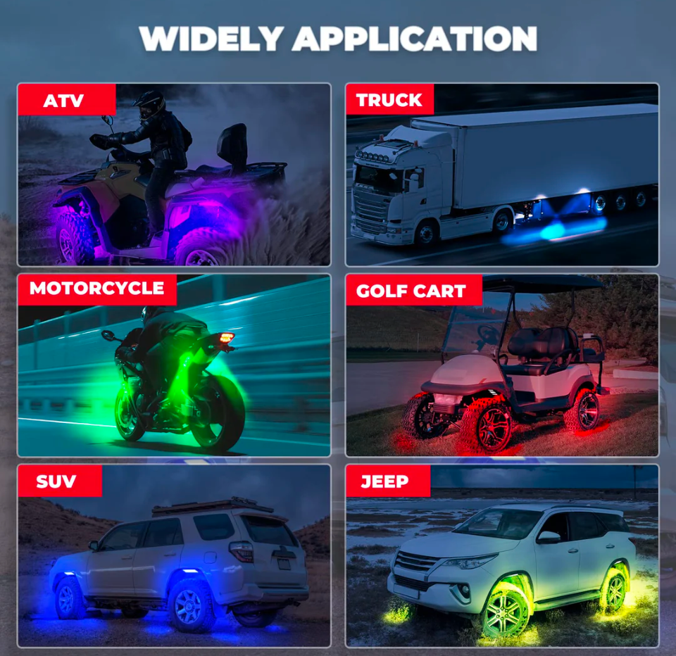 8 Pod RGB Rock Light Kit | UTV - LynXautoinnovate™️