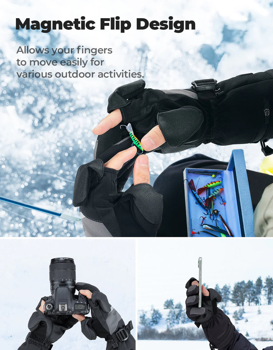 Heated Gloves w/ Magnetic Finger Flap