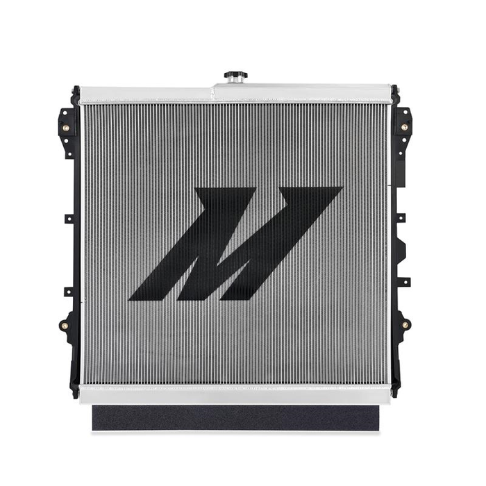 Transmission cooler with a prominent 'M' logo with a white background