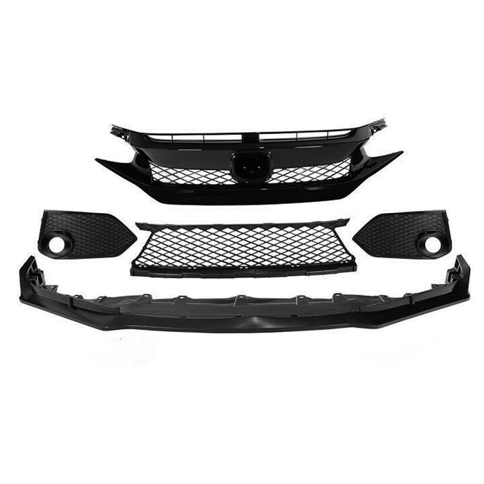 Set of black car bumper components on a white background, can come apart with ease from the box
