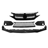 Set of black car bumper components on a white background, can come apart with ease from the box