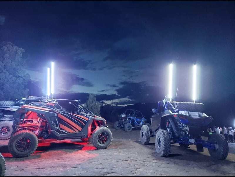 Off-road UTVs with LED whip lights at night, LynXautoinnovate USA automotive accessories